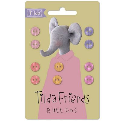 Tilda Friends Chambray Fabric Buttons Warm Colors 9mm - 10 buttons