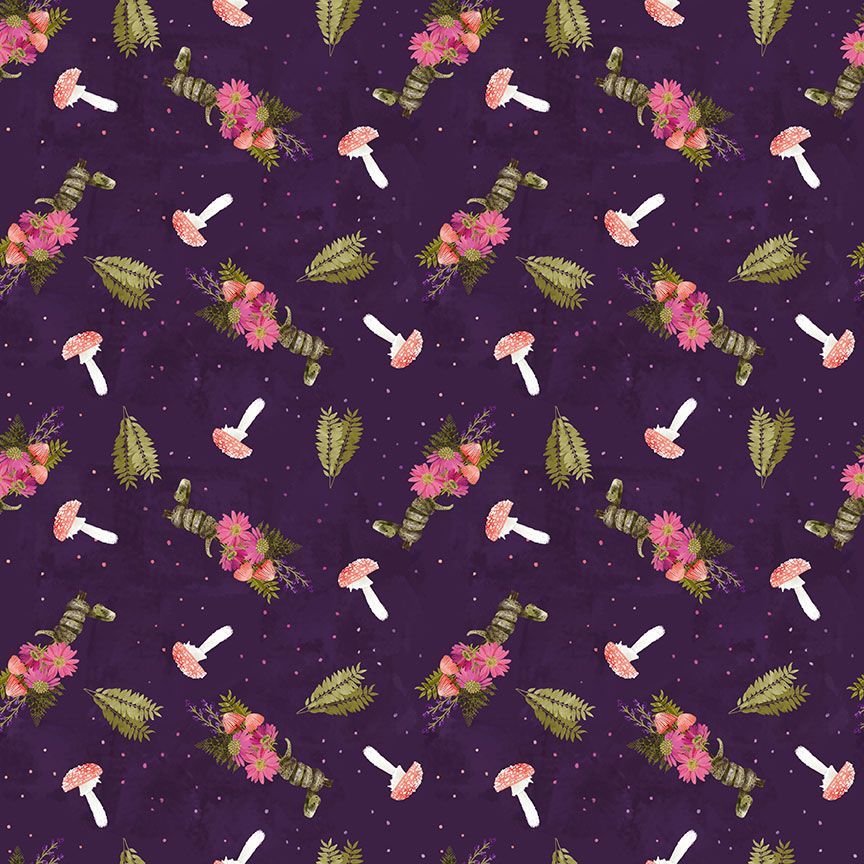 Dear Stella - Phoebe - Snake Bouquet, Purple - Did Someone Say Fabric