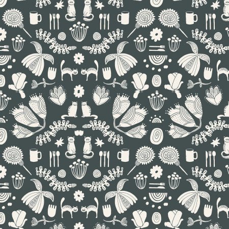 Cotton + Steel - Britta's Kitchen - Did Someone Say FabricFolksy Kitchen - Smoke Blue